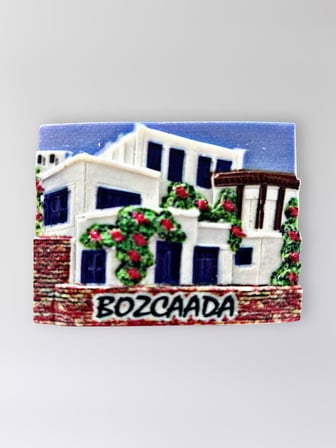 BOZCAADA Polyester Kabartmalı Magnet 7,5 x 5,5 cm Dekoratif Hediyelik Buzdolabı Süsü (Kod:1648)