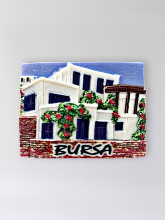 BURSA Polyester Kabartmalı Magnet 7,5 x 5,5 cm Dekoratif Hediyelik Buzdolabı Süsü (Kod:1649)