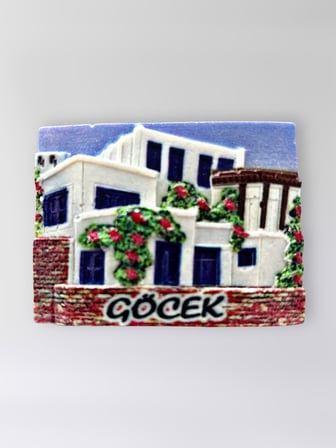 GÖCEK Polyester Kabartmalı Magnet 7,5 x 5,5 cm Dekoratif Hediyelik Buzdolabı Süsü (Kod:1650)