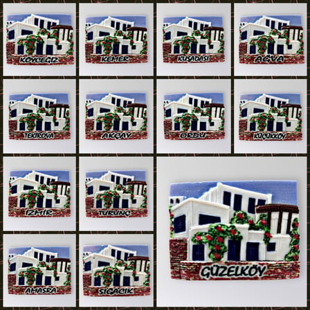 GÖCEK Polyester Kabartmalı Magnet 7,5 x 5,5 cm Dekoratif Hediyelik Buzdolabı Süsü (Kod:1650)