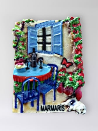MARMARİS Polyester Kabartmalı Magnet 5 x 6,5 cm Dekoratif Hediyelik Buzdolabı Süsü (Kod:1654)