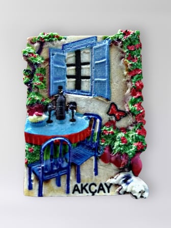 AKÇAY Polyester Kabartmalı Magnet 5 x 6,5 cm Dekoratif Hediyelik Buzdolabı Süsü (Kod:1657)