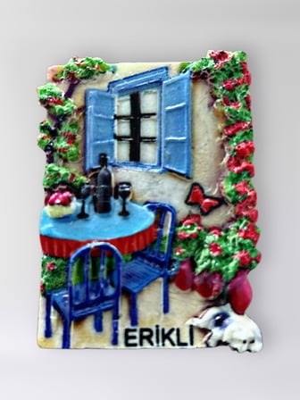 ERİKLİ Polyester Kabartmalı Magnet 5 x 6,5 cm Dekoratif Hediyelik Buzdolabı Süsü (Kod:1660)