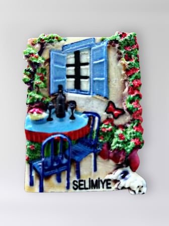 SELİMİYE Polyester Kabartmalı Magnet 5 x 6,5 cm Dekoratif Hediyelik Buzdolabı Süsü (Kod:1667)