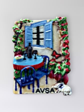 AVŞA Polyester Kabartmalı Magnet 5 x 6,5 cm Dekoratif Hediyelik Buzdolabı Süsü (Kod:1676)
