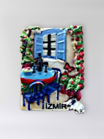 İZMİR Polyester Kabartmalı Magnet 5 x 6,5 cm Dekoratif Hediyelik Buzdolabı Süsü (Kod:1681)