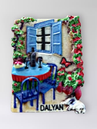 DALYAN Polyester Kabartmalı Magnet 5 x 6,5 cm Dekoratif Hediyelik Buzdolabı Süsü (Kod:1684)