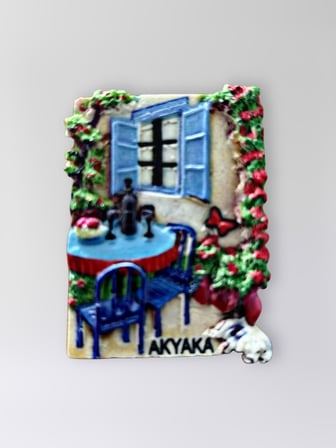 AKYAKA Polyester Kabartmalı Magnet 5 x 6,5 cm Dekoratif Hediyelik Buzdolabı Süsü (Kod:1687)