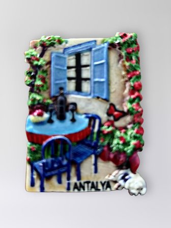 ANTALYA Polyester Kabartmalı Magnet 5 x 6,5 cm Dekoratif Hediyelik Buzdolabı Süsü (Kod:1689)