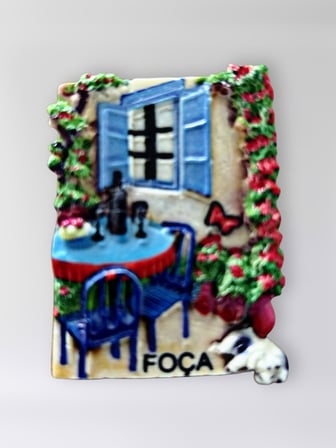 FOÇA Polyester Kabartmalı Magnet 5 x 6,5 cm Dekoratif Hediyelik Buzdolabı Süsü (Kod:1693)