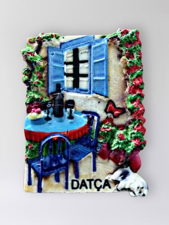 DATÇA Polyester Kabartmalı Magnet 5 x 6,5 cm Dekoratif Hediyelik Buzdolabı Süsü (Kod:1696)