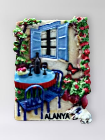 ALANYA Polyester Kabartmalı Magnet 5 x 6,5 cm Dekoratif Hediyelik Buzdolabı Süsü (Kod:1697)