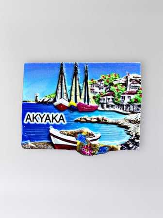 AKYAKA Polyester Kabartmalı Magnet 7 x 5 cm Dekoratif Hediyelik Buzdolabı Süsü (Kod:1709)