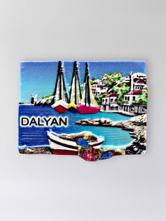 DALYAN Polyester Kabartmalı Magnet 7 cm x 5 cm Dekoratif Hediyelik Buzdolabı Süsü (Kod:1718)
