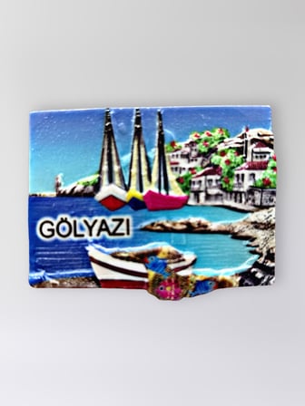 GÖLYAZI Polyester Kabartmalı Magnet 7 cm x 5 cm Dekoratif Hediyelik Buzdolabı Süsü (Kod:1719)