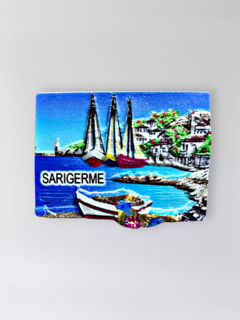SARIGERME Polyester Kabartmalı Magnet 7 cm x 5 cm Dekoratif Hediyelik Buzdolabı Süsü (Kod:1731)