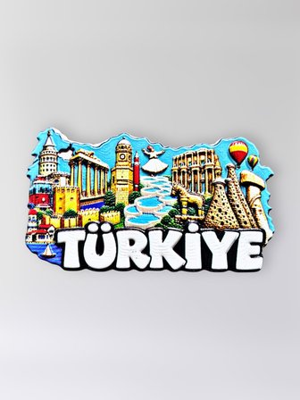 TÜRKİYE Polyester Kabartmalı Magnet 8,5 cm x 5 cm Dekoratif Hediyelik Buzdolabı Süsü (Kod:1742)