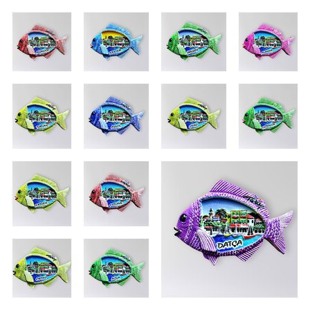 KUŞADASI Polyester Kabartmalı Magnet 8,5 x 6 cm Dekoratif Hediyelik Buzdolabı Süsü (Kod:1761)