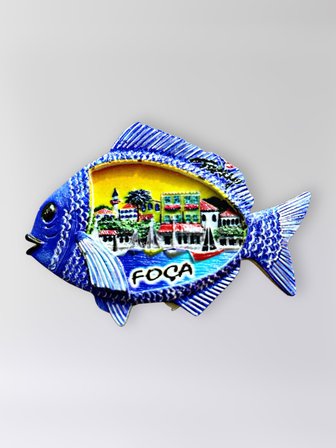 FOÇA Polyester Kabartmalı Magnet 8,5 x 6 cm Dekoratif Hediyelik Buzdolabı Süsü (Kod:1762)