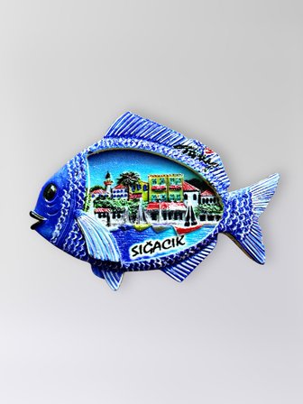 SIĞACIK Polyester Kabartmalı Magnet 8,5 x 6 cm Dekoratif Hediyelik Buzdolabı Süsü (Kod:1774)