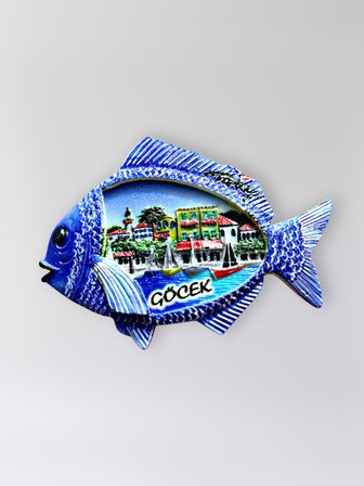 GÖCEK Polyester Kabartmalı Magnet 8,5 x 6 cm Dekoratif Hediyelik Buzdolabı Süsü (Kod:1782)