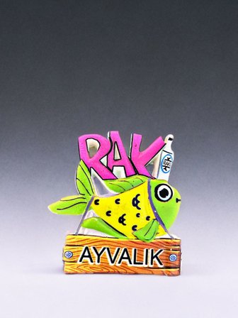 AYVALIK Polyester Kabartmalı Magnet 5,5 x 6,5 cm Dekoratif Hediyelik Buzdolabı Süsü (Kod:1784)