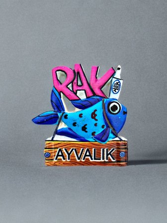 AYVALIK Polyester Kabartmalı Magnet 5,5 x 6,5 cm Dekoratif Hediyelik Buzdolabı Süsü (Kod:1785)