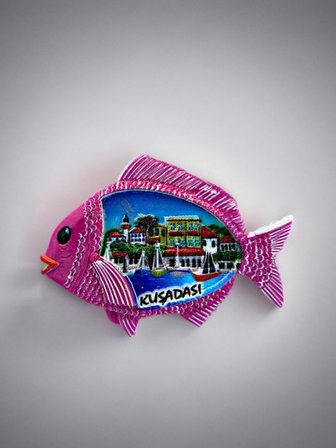 KUŞADASI Polyester Kabartmalı Magnet 8,5 x 6 cm Dekoratif Hediyelik Buzdolabı Süsü (Kod:1789)