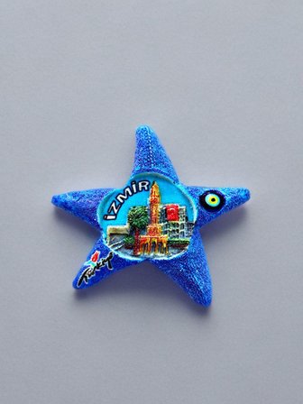 İzmir Temalı Polyester Magnet.  7cm X 7 cm