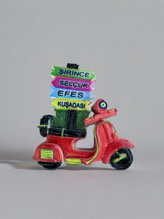 Şirince & Selçuk & Efes  Kuşadası Temalı Polyester Magnet Kırmızı Motor