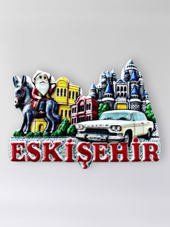 ESKİŞEHİR Polyester Kabartmalı Magnet 7,5 cm x 5 cm Dekoratif Hediyelik Buzdolabı Süsü (Kod:1827)