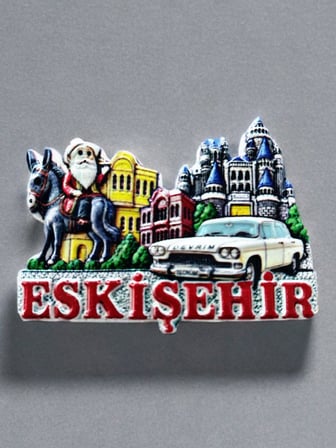 ESKİŞEHİR Polyester Kabartmalı Magnet 7,5 cm x 5 cm Dekoratif Hediyelik Buzdolabı Süsü (Kod:1827)