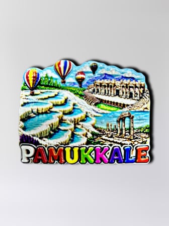 PAMUKKALE Polyester Kabartmalı Magnet  7x5,5 cm Şehir Magneti Dekoratif Hediyelik Buzdolabı Süsü (kod:1856)