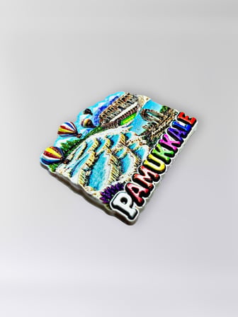 PAMUKKALE Polyester Kabartmalı Magnet  7x5,5 cm Şehir Magneti Dekoratif Hediyelik Buzdolabı Süsü (kod:1856)