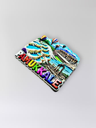 PAMUKKALE Polyester Kabartmalı Magnet  7x5,5 cm Şehir Magneti Dekoratif Hediyelik Buzdolabı Süsü (kod:1856)