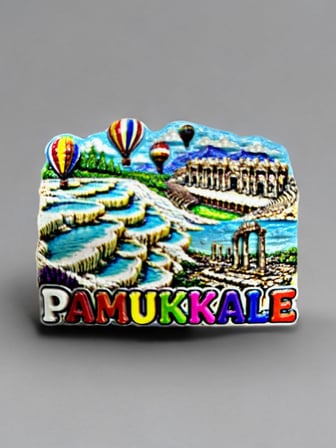 PAMUKKALE Polyester Kabartmalı Magnet  7x5,5 cm Şehir Magneti Dekoratif Hediyelik Buzdolabı Süsü (kod:1856)