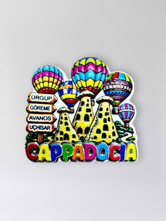 KAPADOKYA ( ÜRGÜP GÖREME AVANOS UÇHİSAR ) Polyester Kabartmalı Magnet  6,5x6 cm Buzdolabı Süsü(kod:1857)