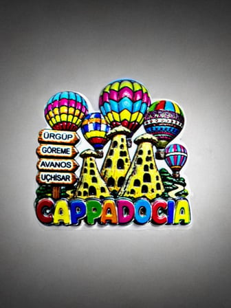 KAPADOKYA ( ÜRGÜP GÖREME AVANOS UÇHİSAR ) Polyester Kabartmalı Magnet  6,5x6 cm Buzdolabı Süsü(kod:1857)