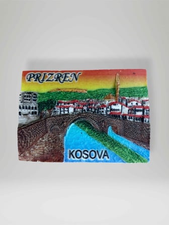 PRİZREN ( KOSOVA ) Polyester Kabartmalı Magnet  6,5x5 cm Şehir Magneti Dekoratif Hediyelik Buzdolabı Süsü (kod:1860)