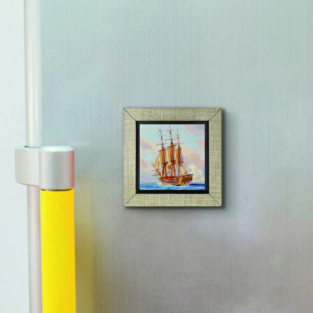 Fransız Gemisi (Jacob Hägg, 1903) Baskılı MDF  Magnet(KRG-132)Buzdolabı Süsü