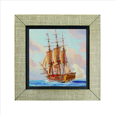 Fransız Gemisi (Jacob Hägg, 1903) Baskılı MDF  Magnet(KRG-132)Buzdolabı Süsü