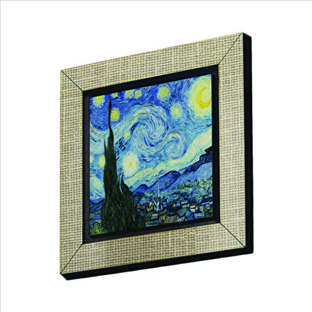 Yıldızlı Gece (Vincent Van Gogh, 1889) Baskılı MDF  Magnet(KRG-135)Buzdolabı Süsü