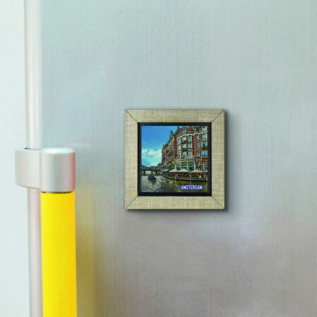 Amsterdam Görseli Baskılı MDF  Magnet(KRG-014)Buzdolabı Süsü
