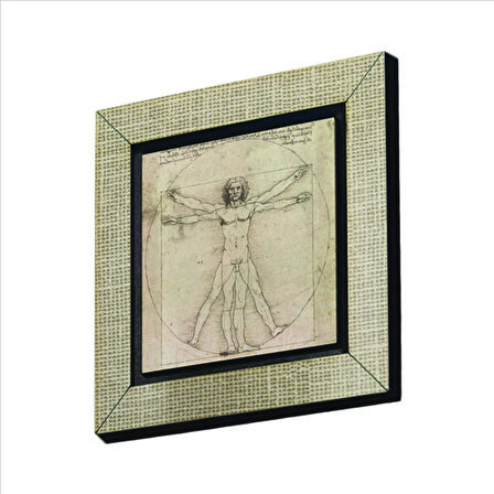 Vitruvius Adamı (Leonardo Da Vinci, 1492) Baskılı MDF  Magnet(KRG-141)Buzdolabı Süsü