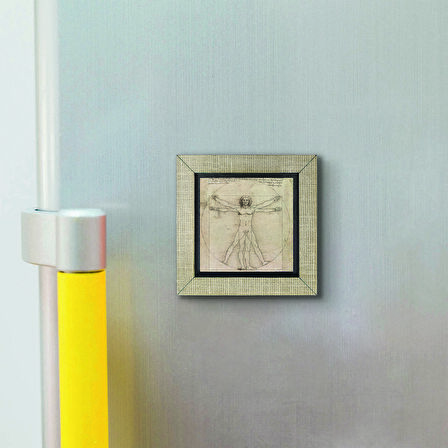 Vitruvius Adamı (Leonardo Da Vinci, 1492) Baskılı MDF  Magnet(KRG-141)Buzdolabı Süsü