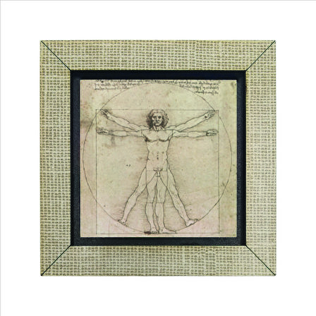 Vitruvius Adamı (Leonardo Da Vinci, 1492) Baskılı MDF  Magnet(KRG-141)Buzdolabı Süsü