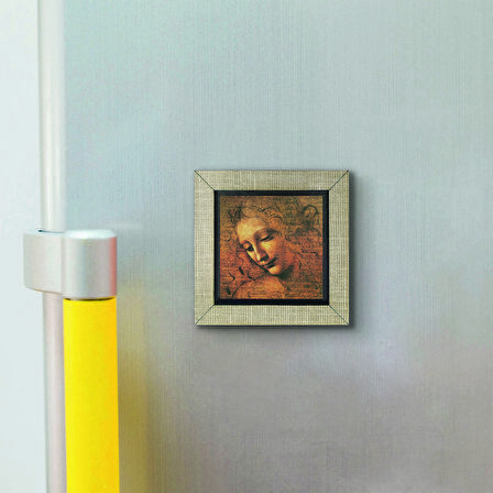 Kadın Başı Eskizi (Leonardo Da Vinci, 1508) Baskılı MDF  Magnet(KRG-143)