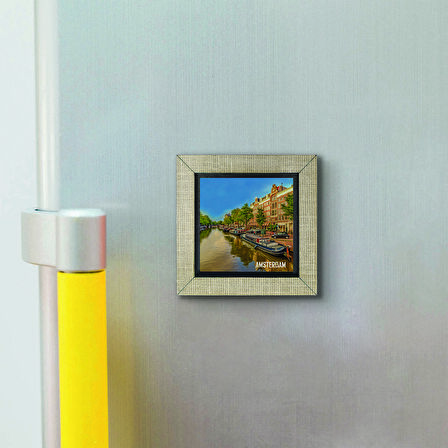 Amsterdam Görseli Baskılı MDF  Magnet(KRG-015)Buzdolabı Süsü