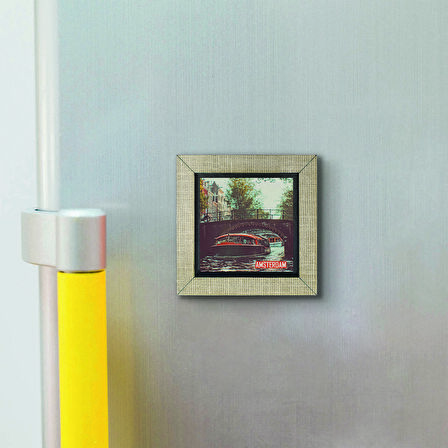 Amsterdam Görseli Baskılı MDF  Magnet(KRG-016)Buzdolabı Süsü
