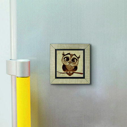 Baykuş Baskılı MDF  Magnet(KRG-163)Buzdolabı Süsü